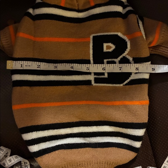 Burberry Striped Dog Sweater - Tan, Black, Orange - Picture 7 of 7